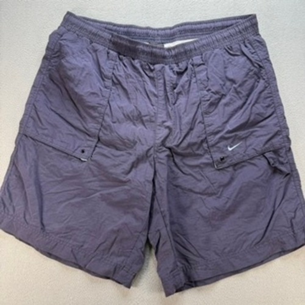 Vintage Nike Shorts Mens Large Purple Swim Trunks Ripstop Mesh Lined 90s Y2K